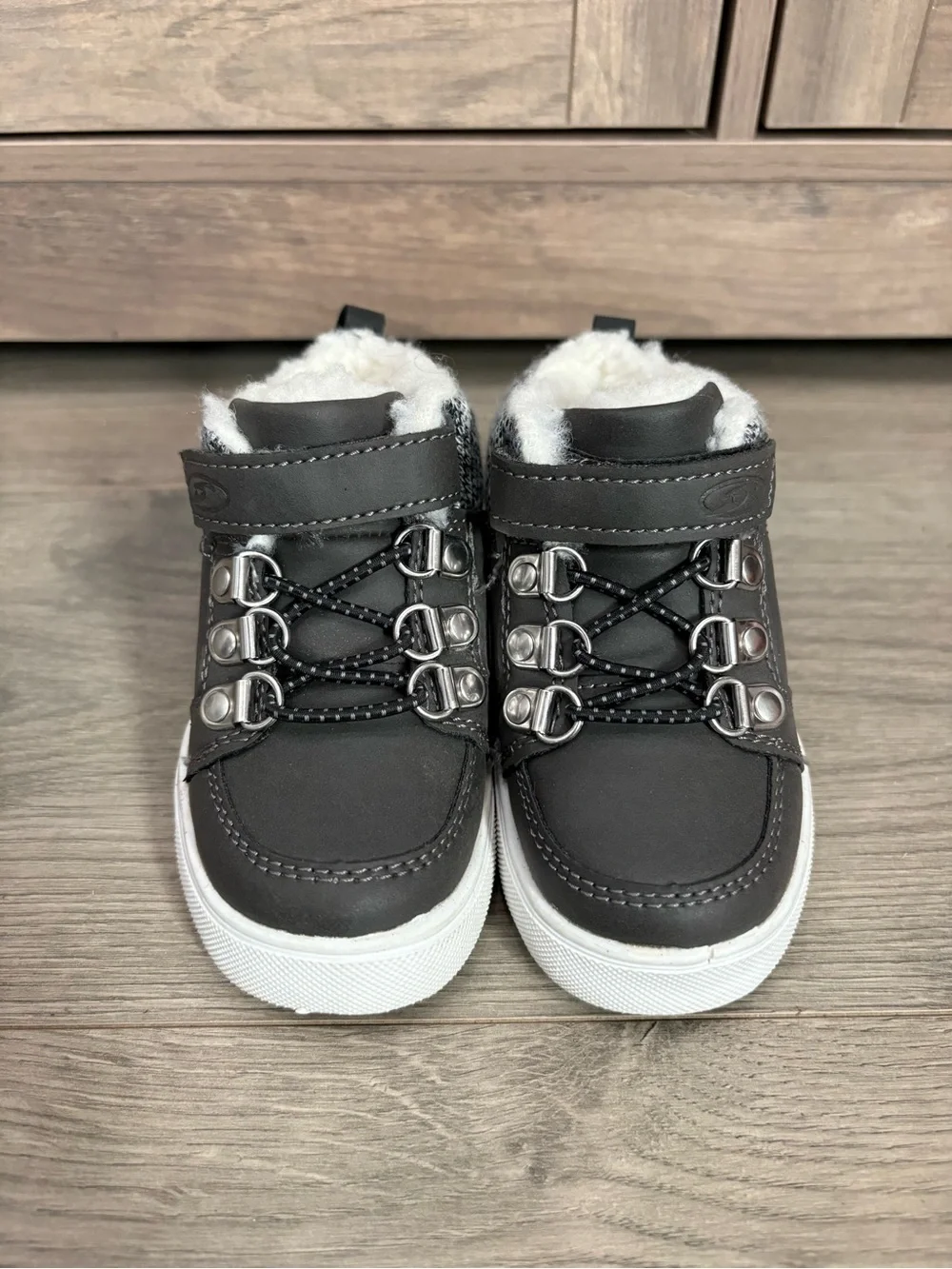 New Toddler Boy Dr Scholls Fleece Lined Velcro Shoes Boots Size 5